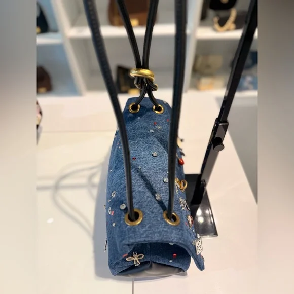 NWT Marc Jacobs the trinket charm denim large dual bag - Picture 3 of 8